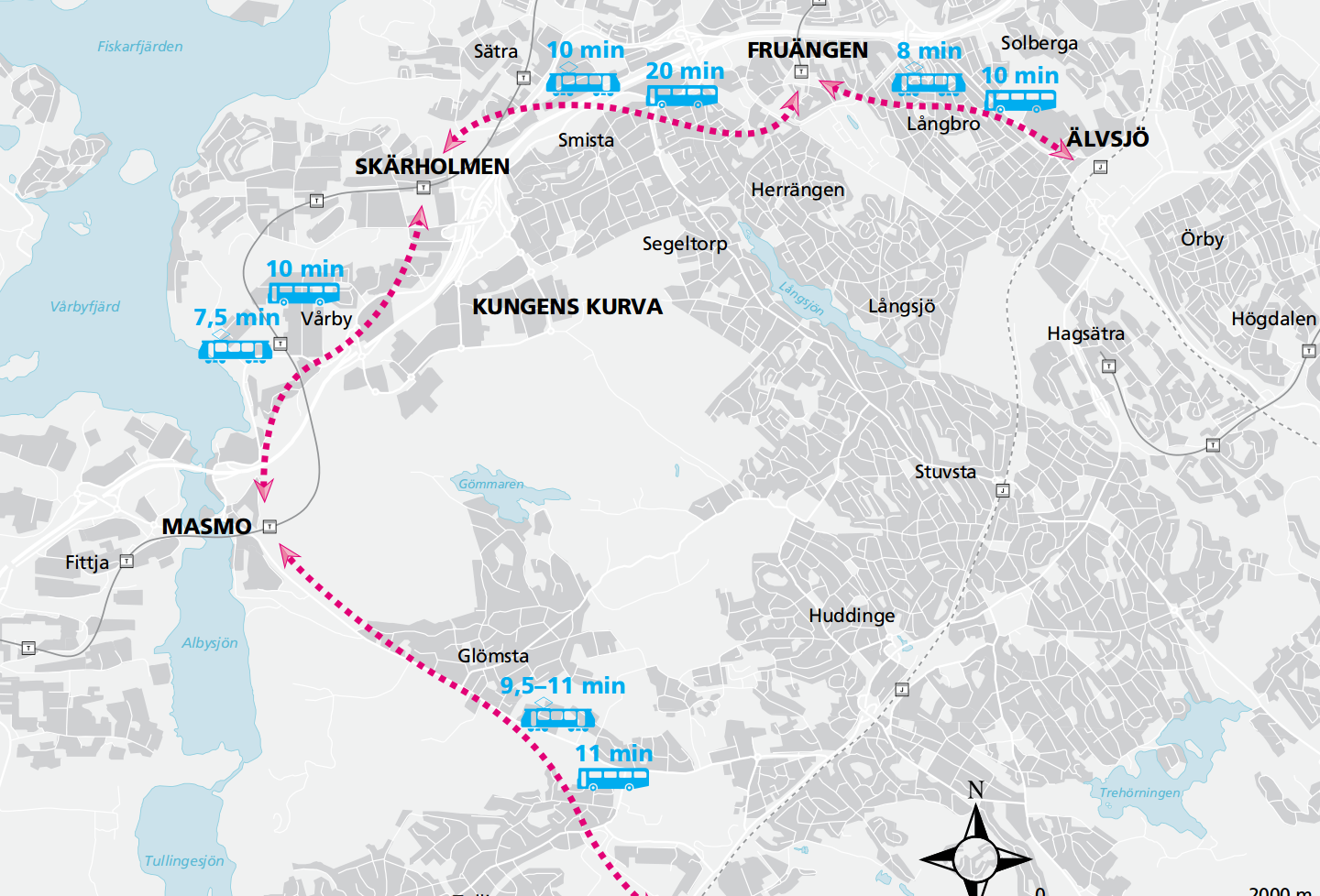 Karta över restid från Lokaliseringsutredningen