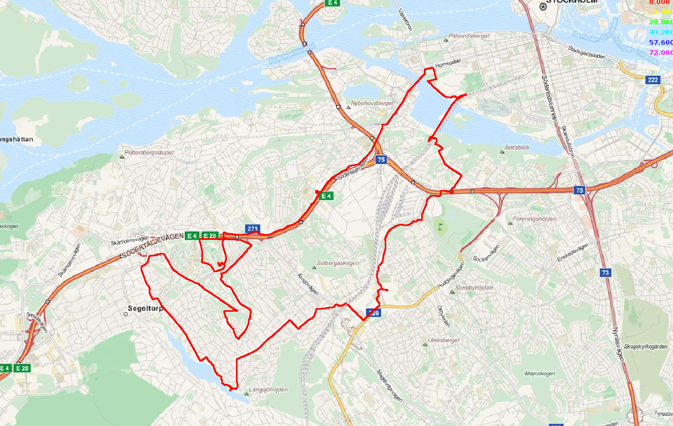 Karta med dagens rutt