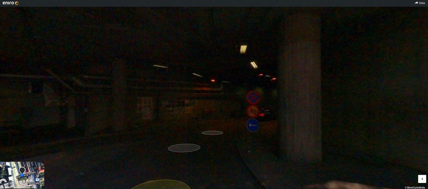 Förbjuden cykeltrafik i Söderledstunneln. Gatuvy från Eniro