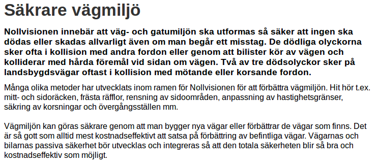 NTF anser om säker trafikmiljö