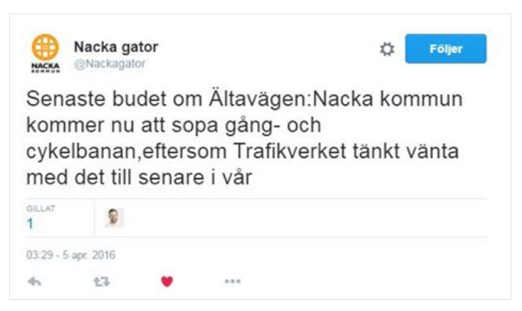 Nacka kommun sopar bort gruset på egen hand