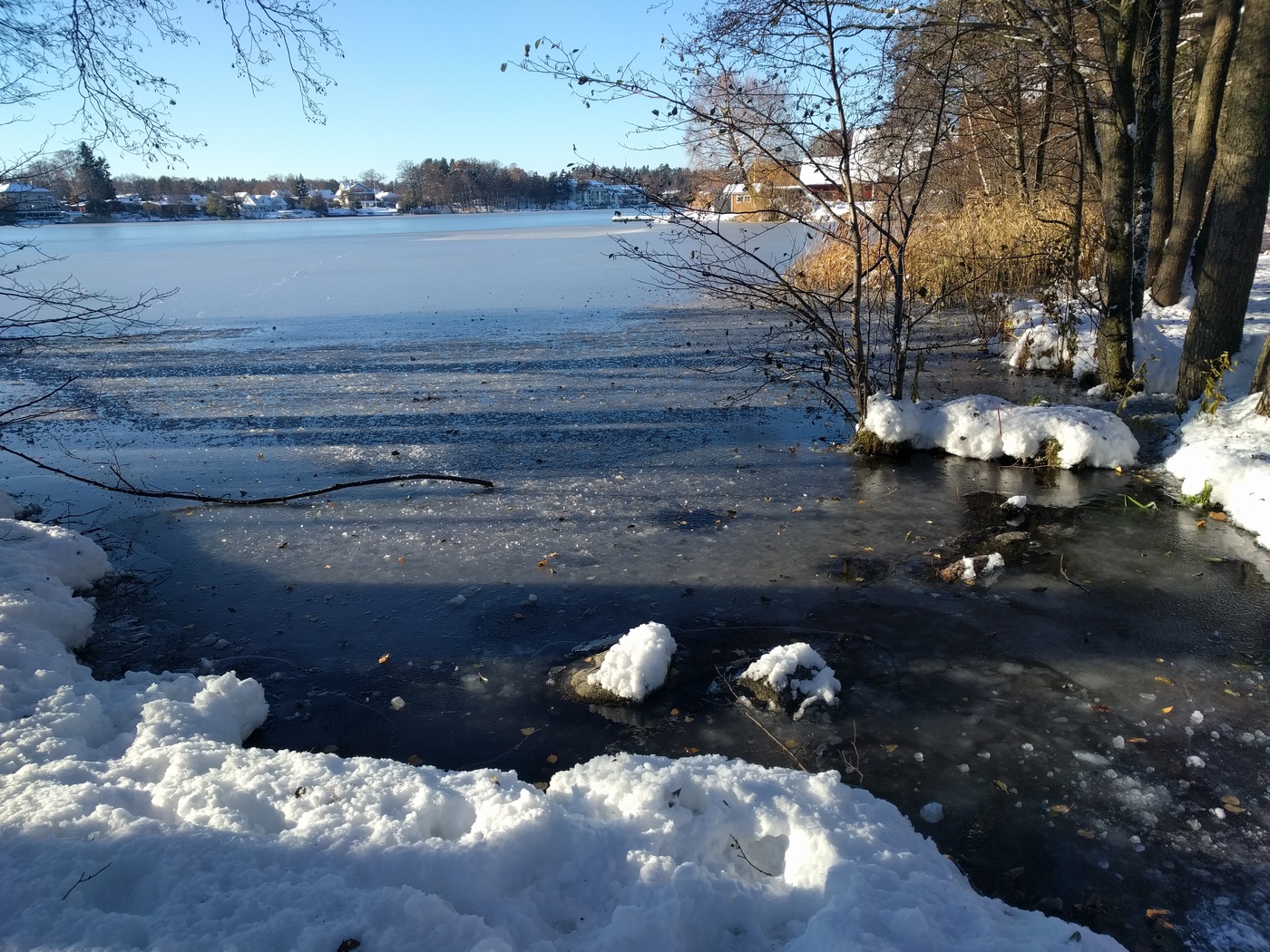 Långsjön, isen börjar lägga sig