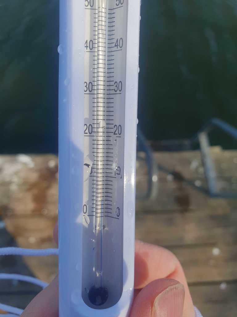 Termometer med vattentemperaturen