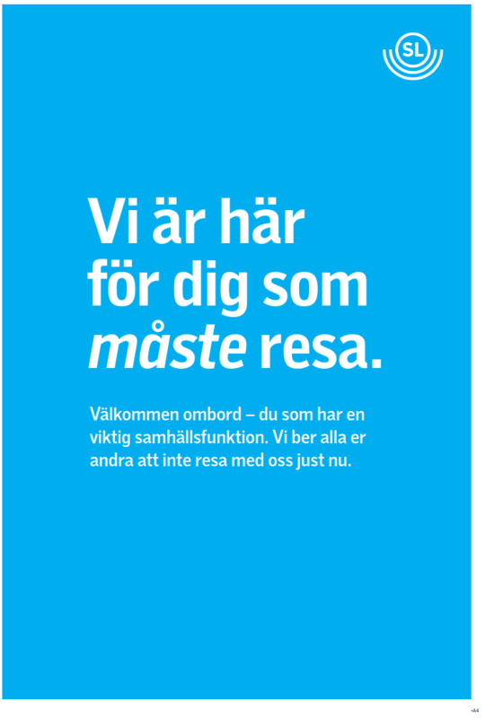 Annons från SL, DN 2020-04-06